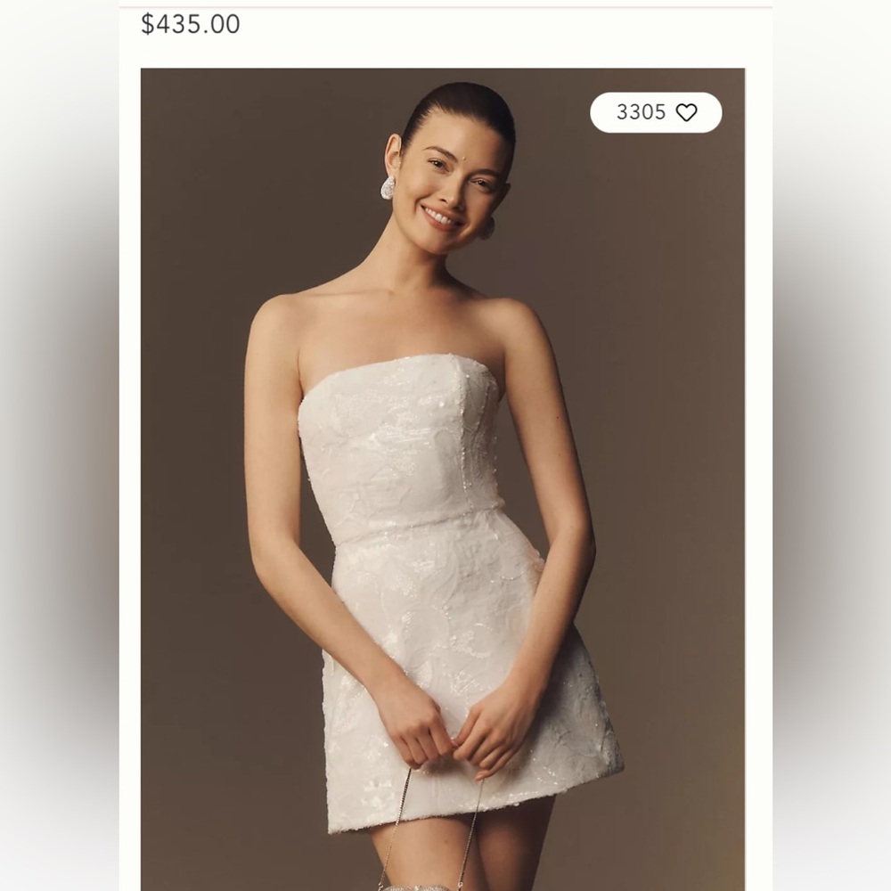 BHLDN Anthropologie Wedding Helsi White Strapless Mini Dress Great Condition